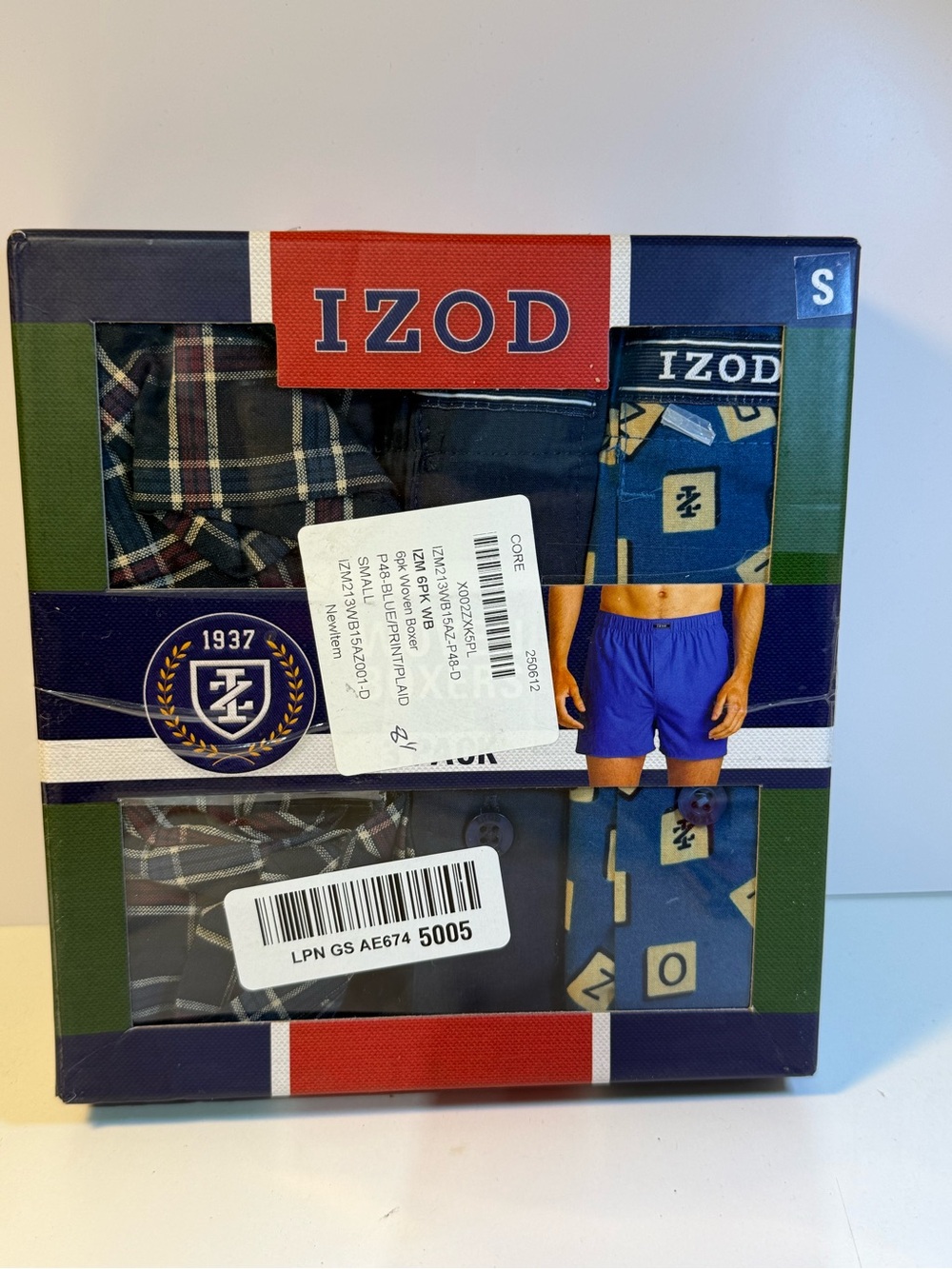 IZOD Men’s Boxers Set - Blue Plaid, Navy & Royal Blue size small
